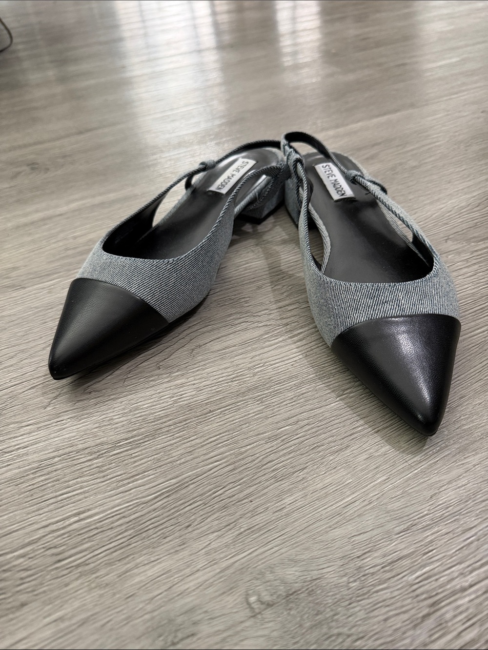 Steve Madden Allure Black & Gray Pointed Slingback Flats Sz 9.5 EUC worn once
